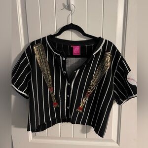 Queen of Sparkles- Hey Batter Batter Baseball Pin Stripe Top
